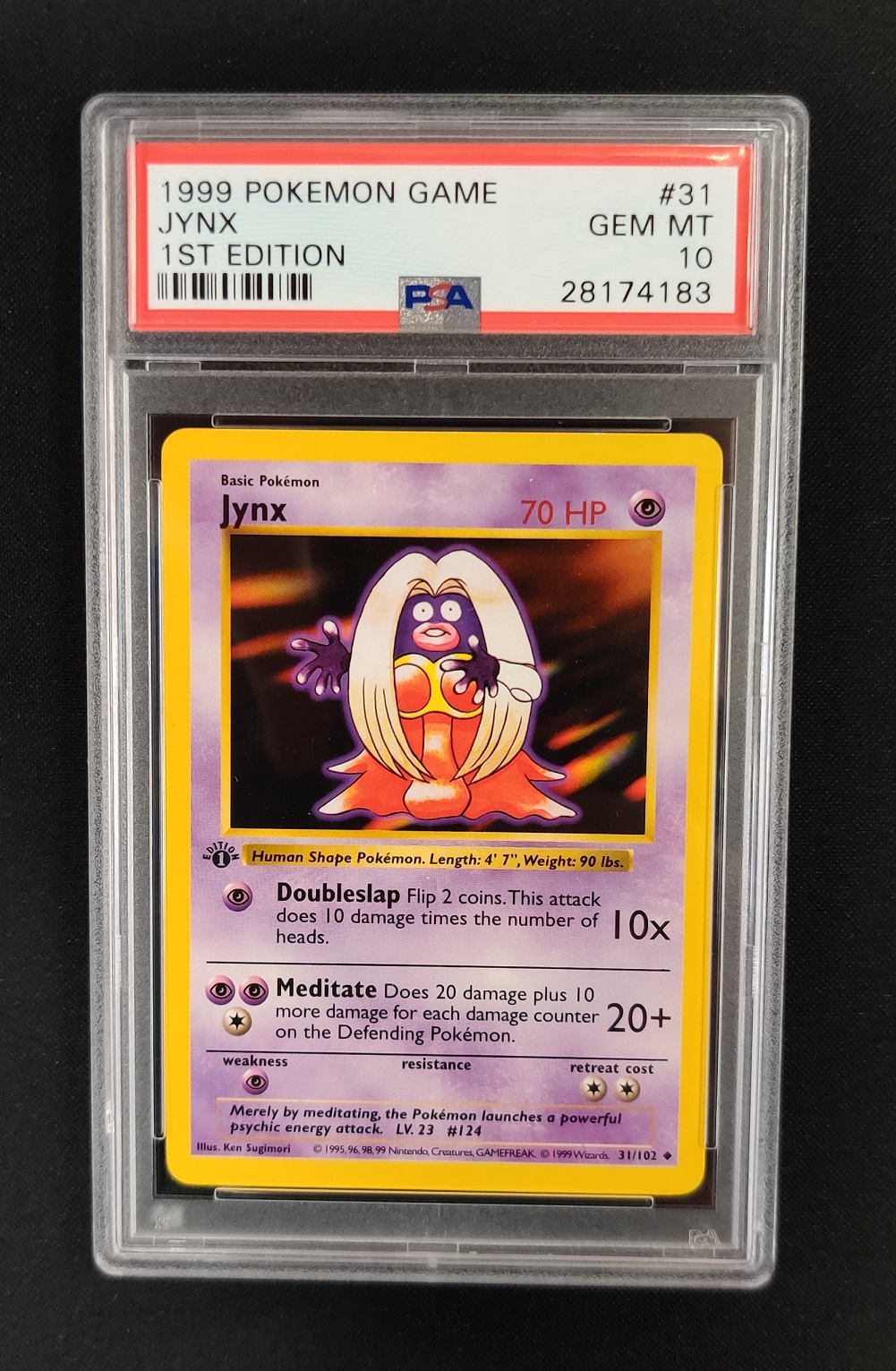 PSA 10 GEM MINT Jynx 31/102 1st Ed Shadowless Base Set Pokemon Graded Card